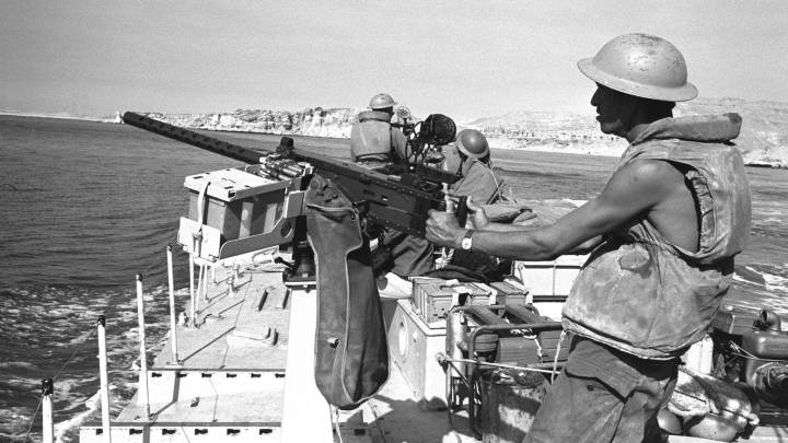 An Israeli gun boat passes through the Straits of Tiran near Sharm El Sheikh